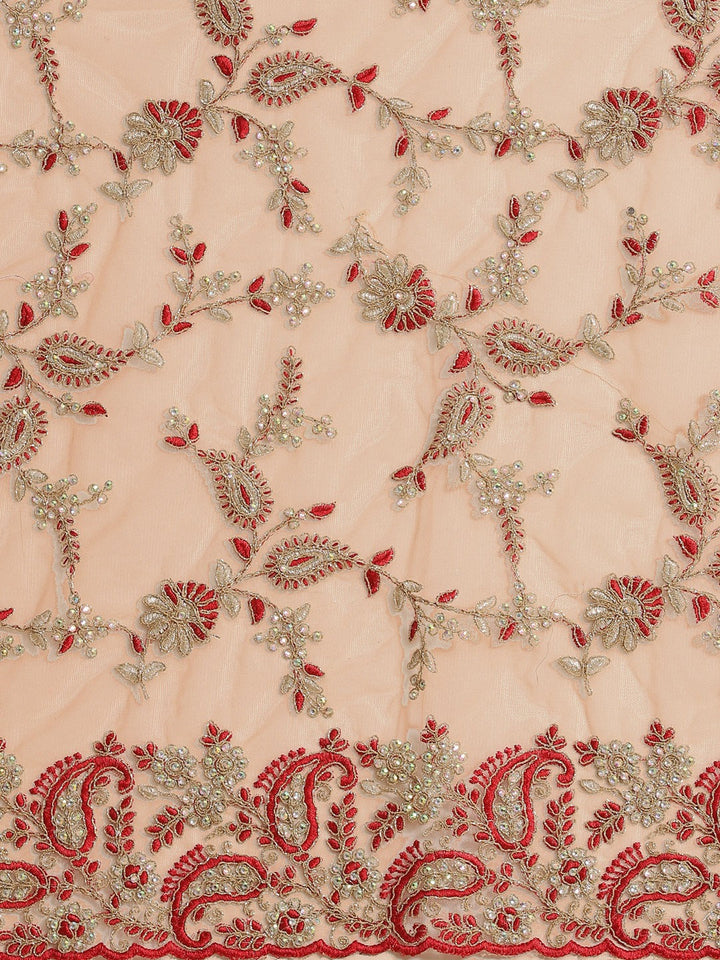 Resham Embroidered Net Saree with Zari and Crystal Embellishments