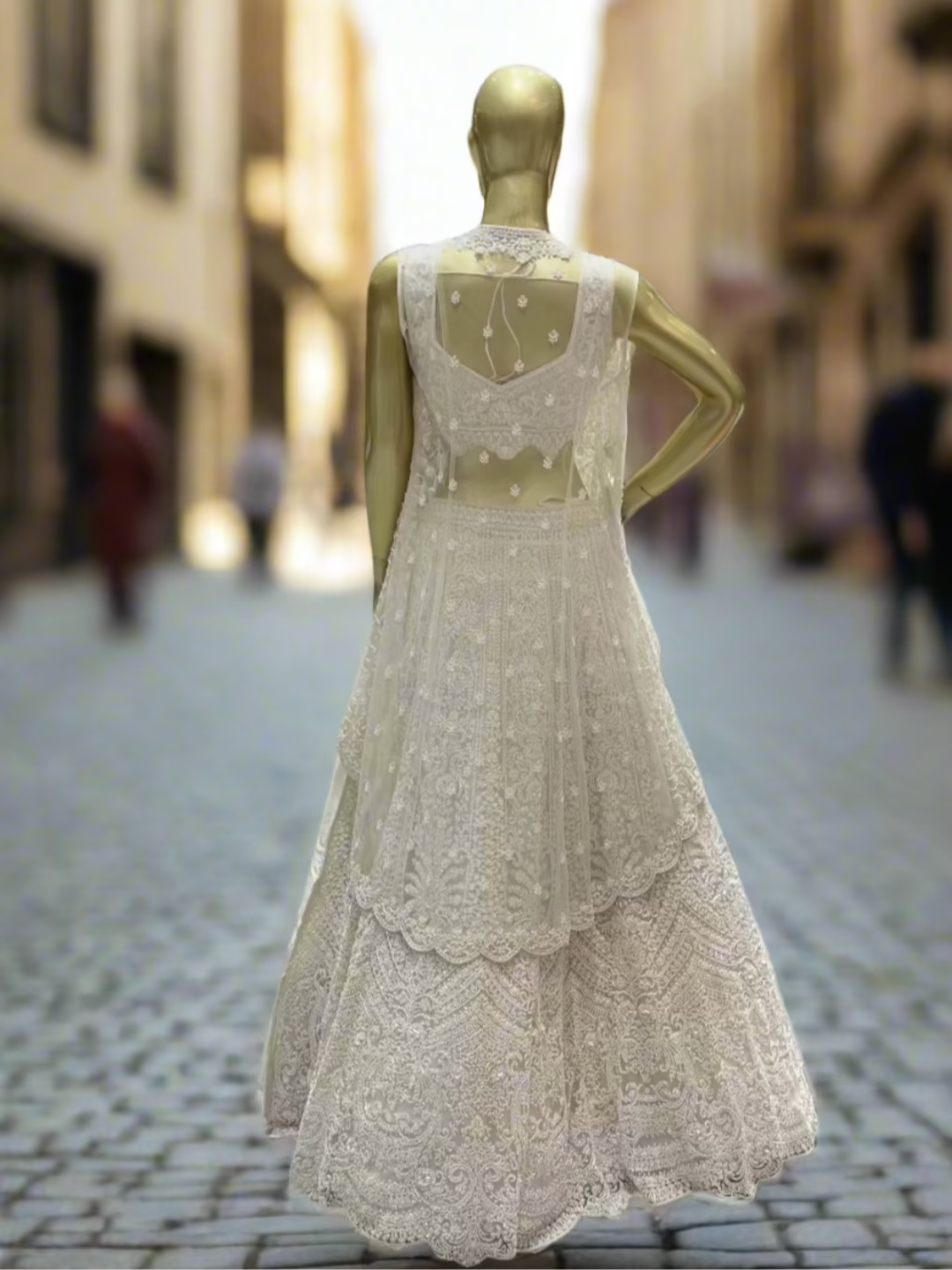 Ivory White Embellished Readymade Lehenga