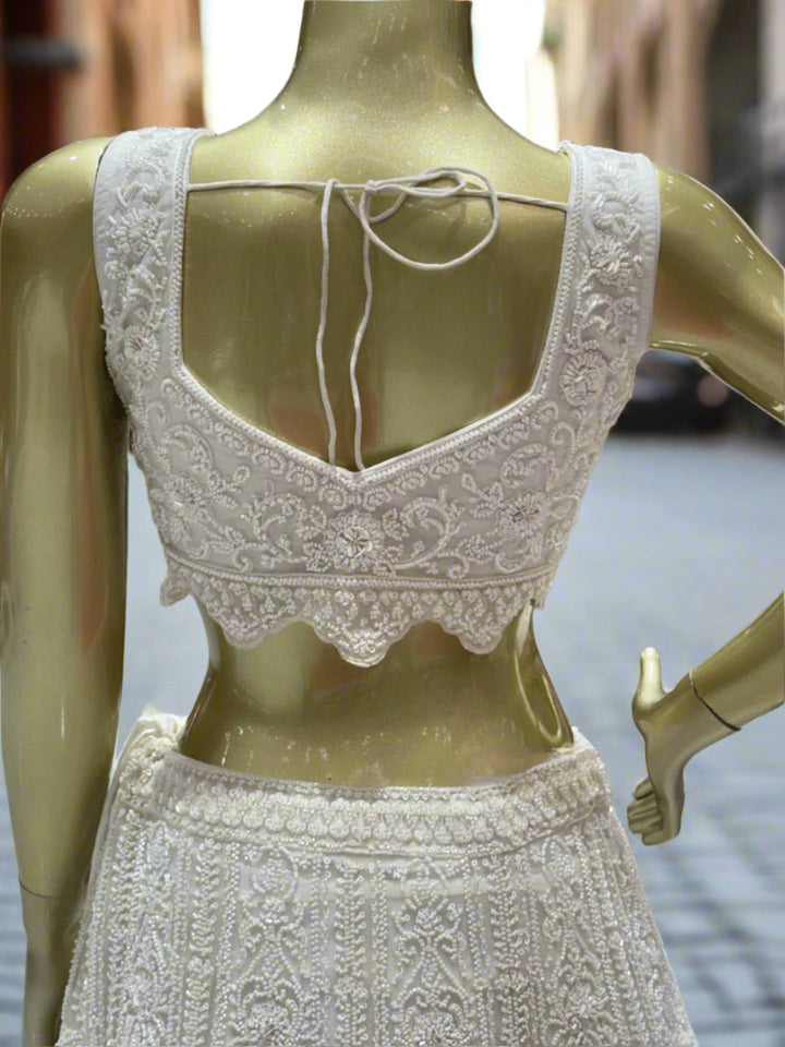 Ivory White Embellished Readymade Lehenga