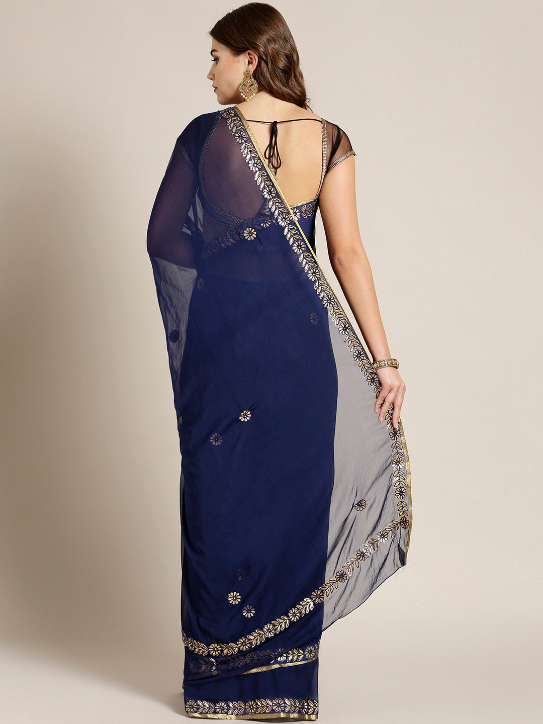 Chiffon Hand-Dyed Saree with Gota Patti Embroidery