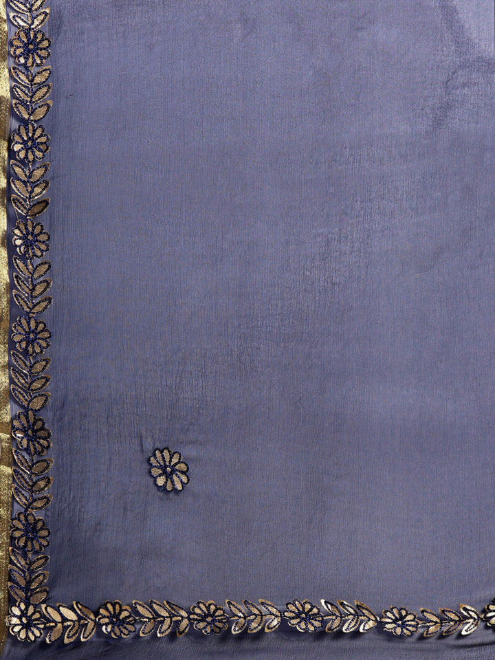 Chiffon Hand-Dyed Saree with Gota Patti Embroidery