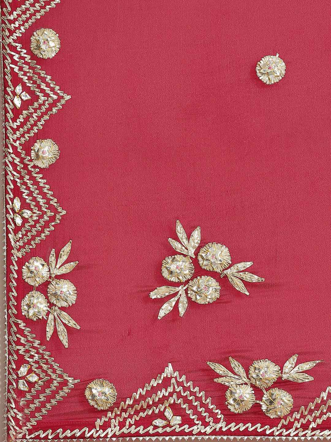 Magenta Gota Patti Embellished Saree With Contrast Lavender Blouse