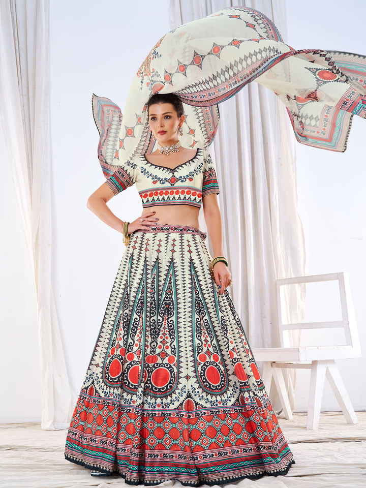 Embellished Kalidar Lehenga Set with Digital Printed Dupatta