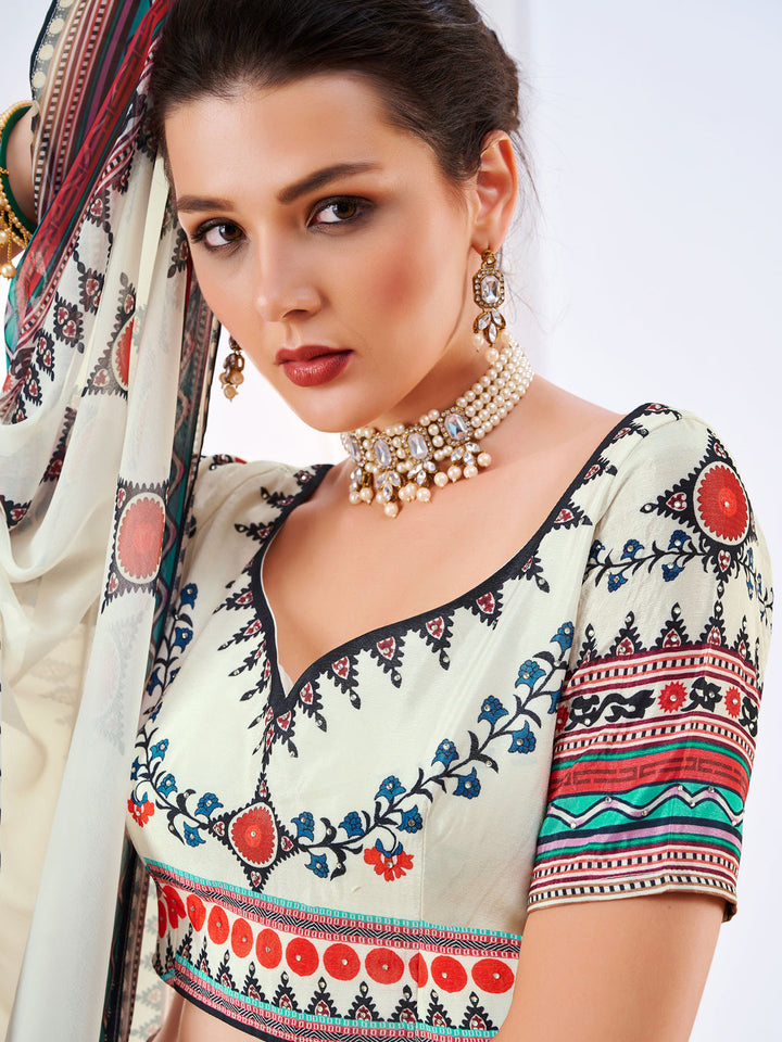 Embellished Kalidar Lehenga Set with Digital Printed Dupatta