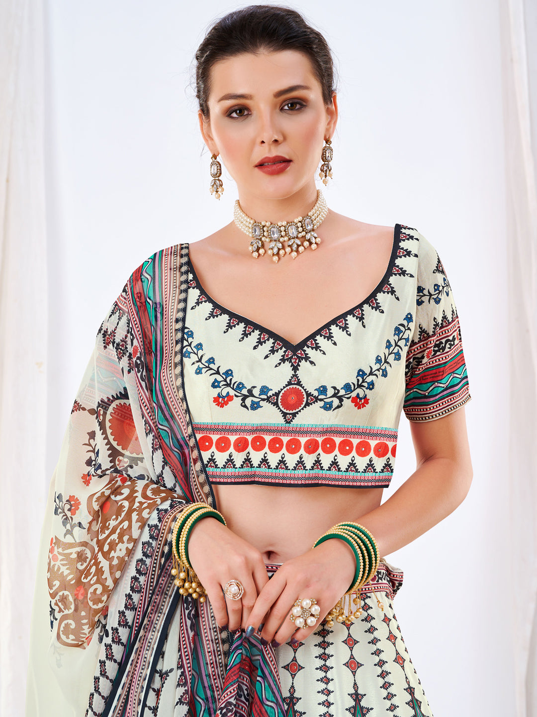 Embellished Kalidar Lehenga Set with Digital Printed Dupatta