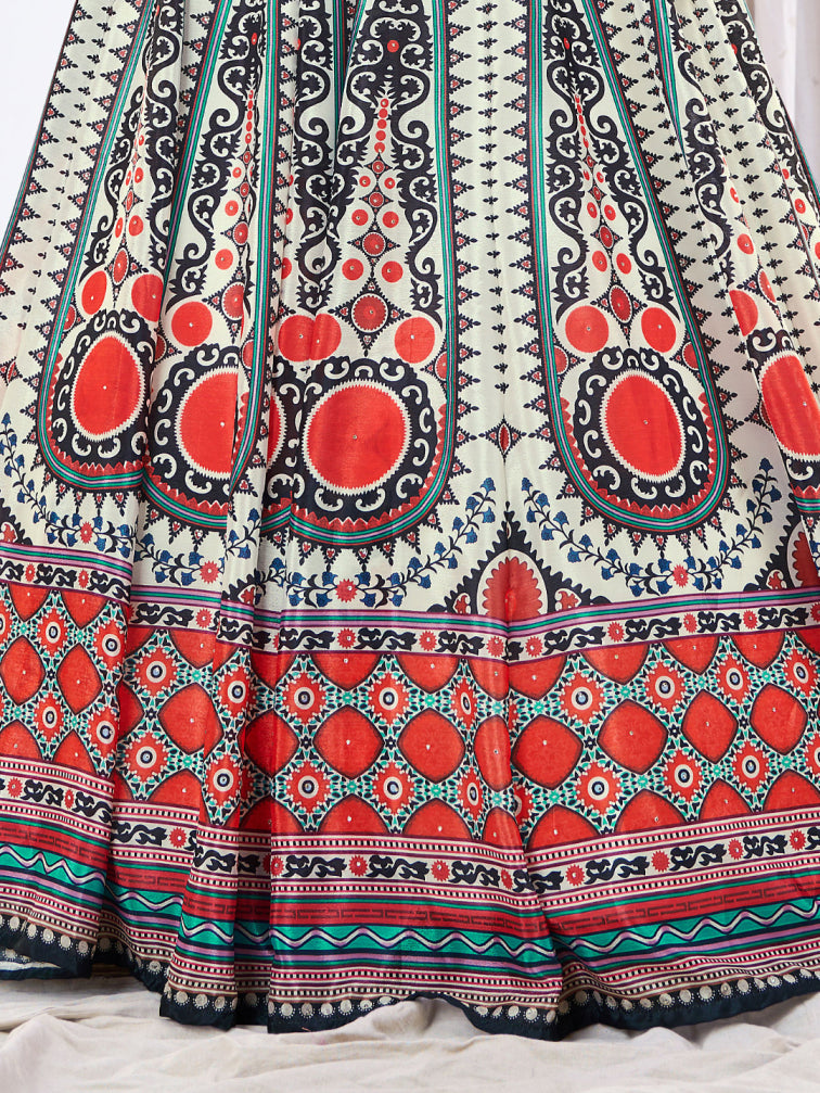 Embellished Kalidar Lehenga Set with Digital Printed Dupatta