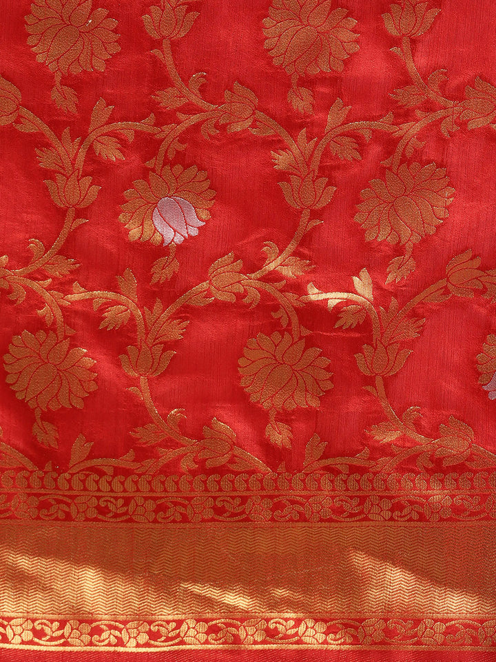 Bridal Mysore Silk Saree with Silver and Gold Zari Meenakari Weaving