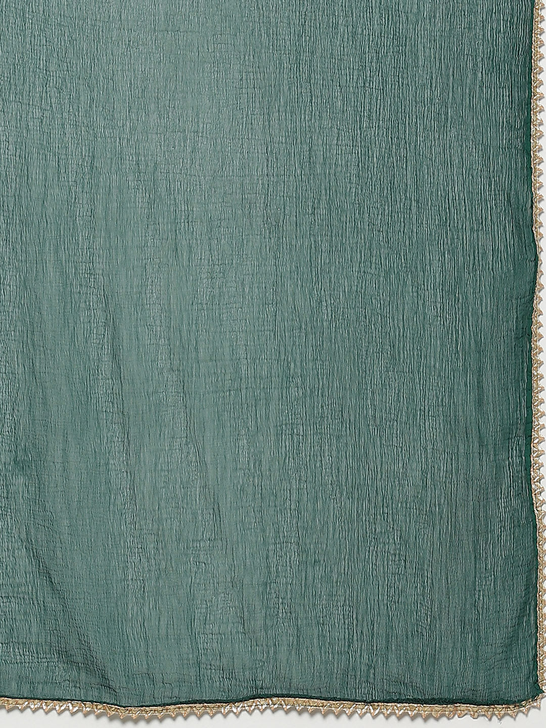 Made to Measure Bottle Green Sequence & Gota-Patti Work Kurta, Unstitched Sharara Set with Chiffon Dupatta
