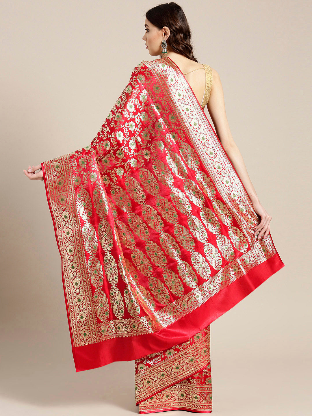 Banarasi Handloom Meenakari Silk Saree with Bridal Dupatta
