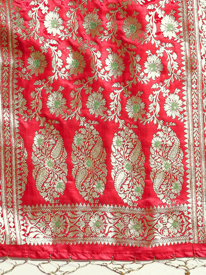 Banarasi Handloom Meenakari Silk Saree with Bridal Dupatta