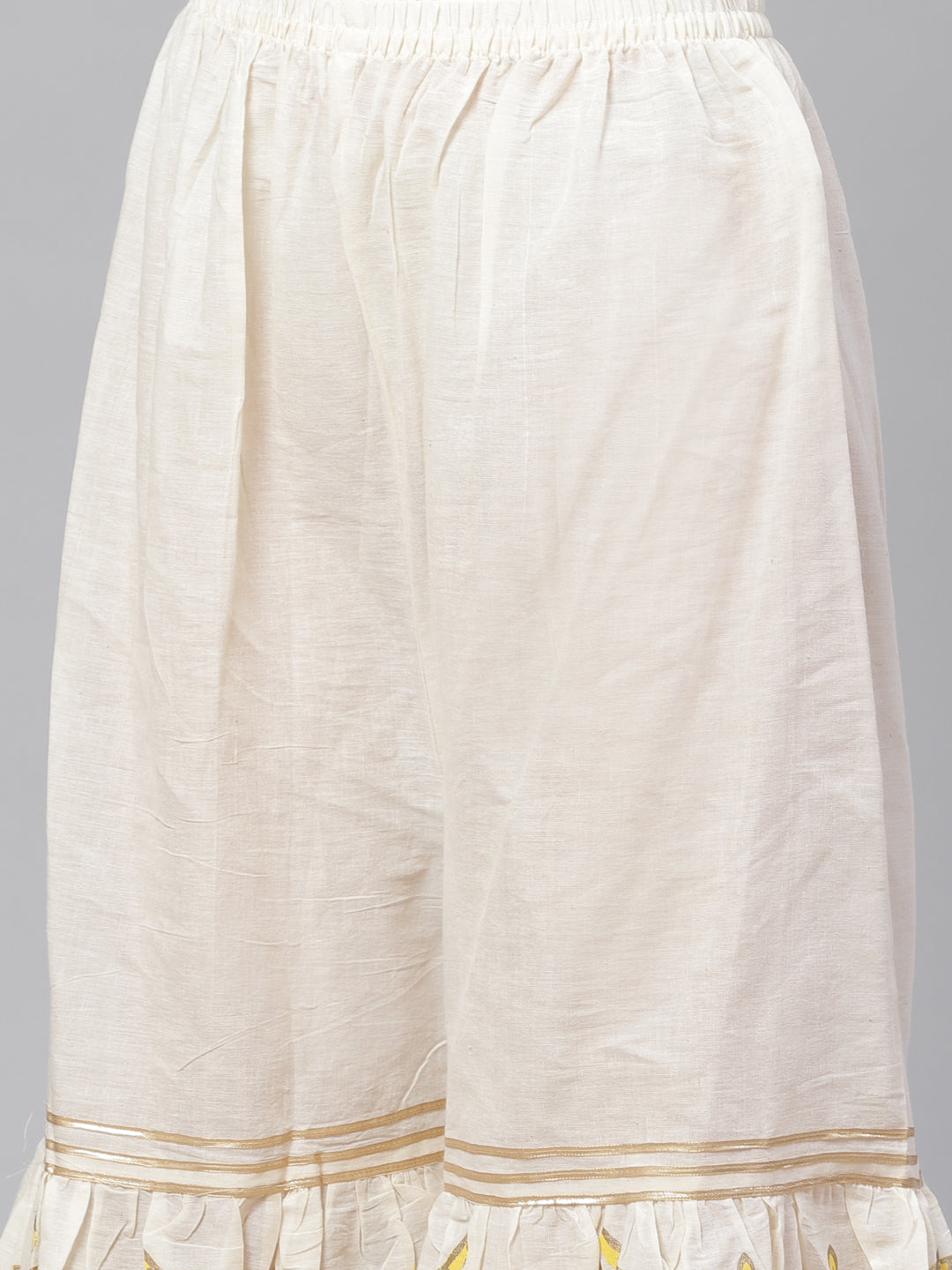 Pure Cotton Cambric Block Printing Dress Material with Gotta-Patti Embroidery & Sharara