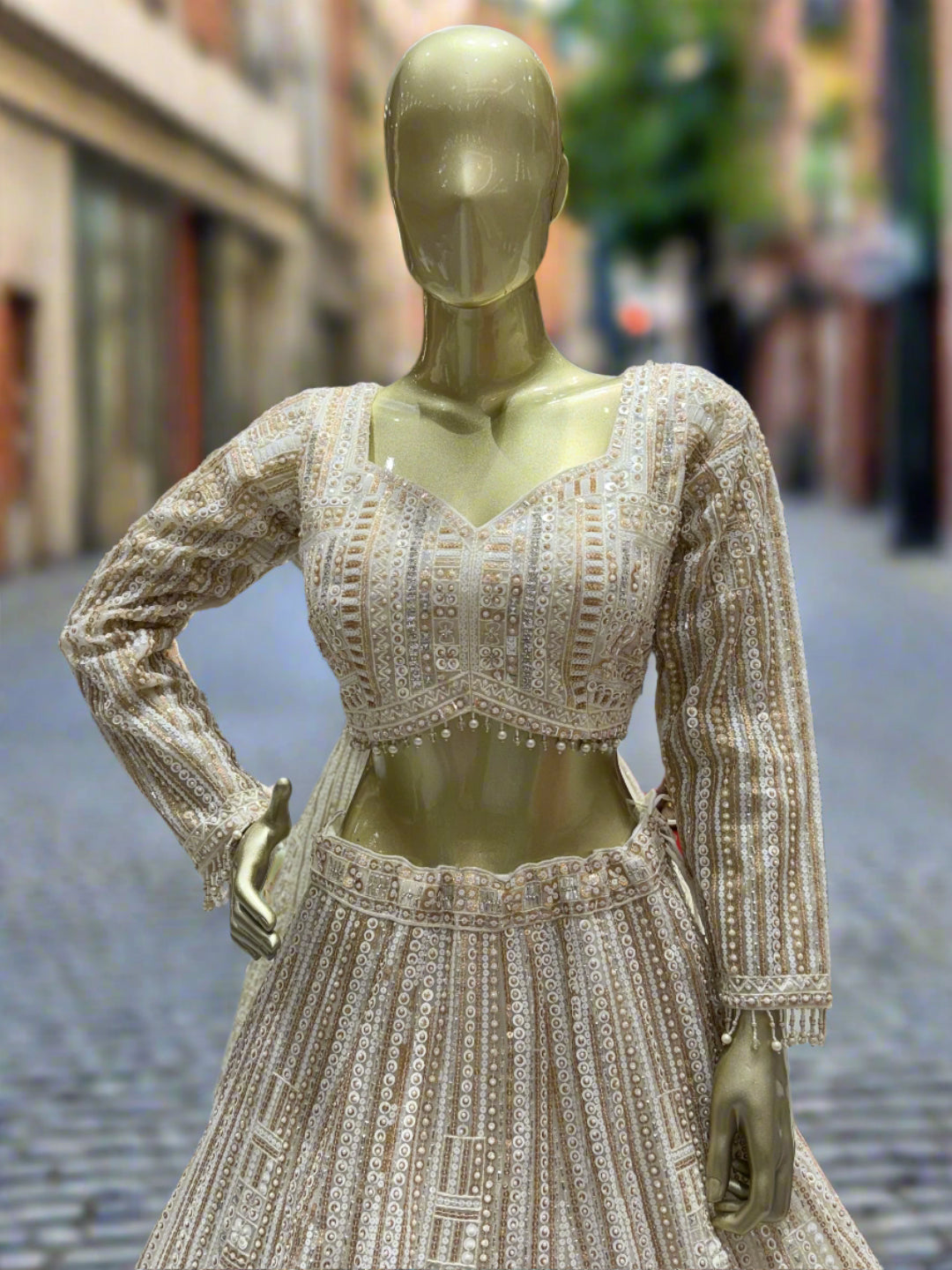 Rose Gold Embroidered Readymade Lehenga