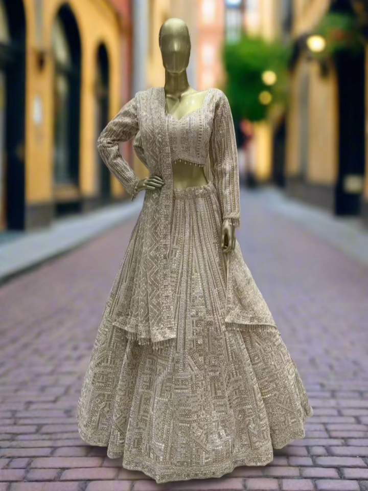 Rose Gold Embroidered Readymade Lehenga