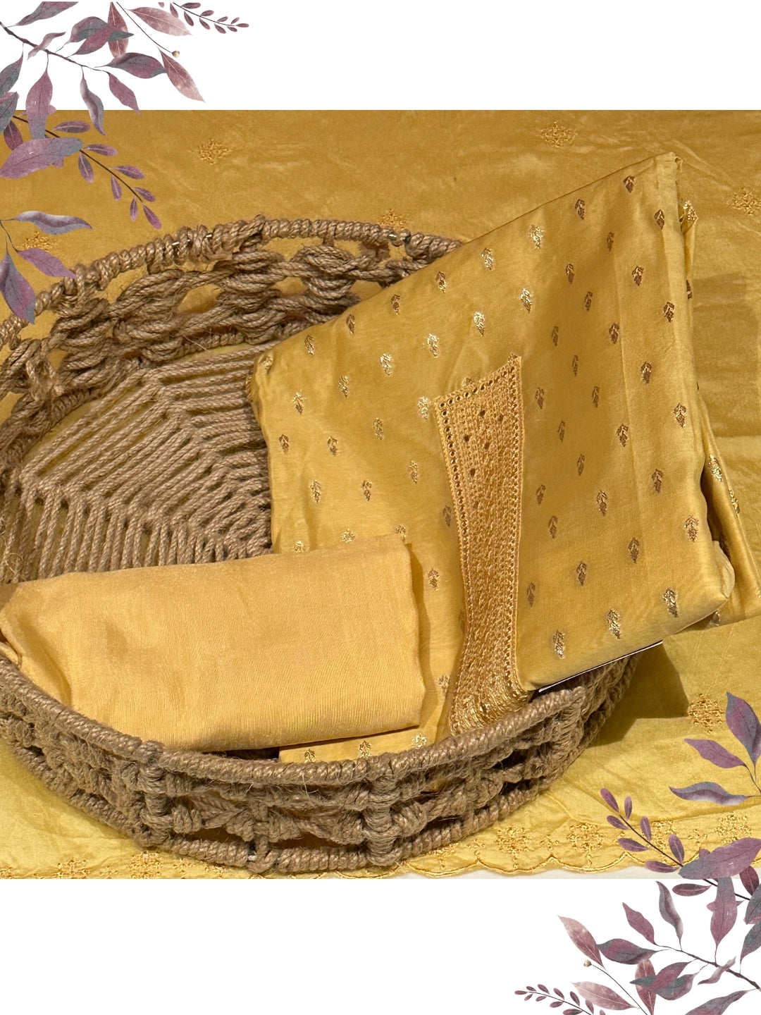 Yellow Woven Festive Suit