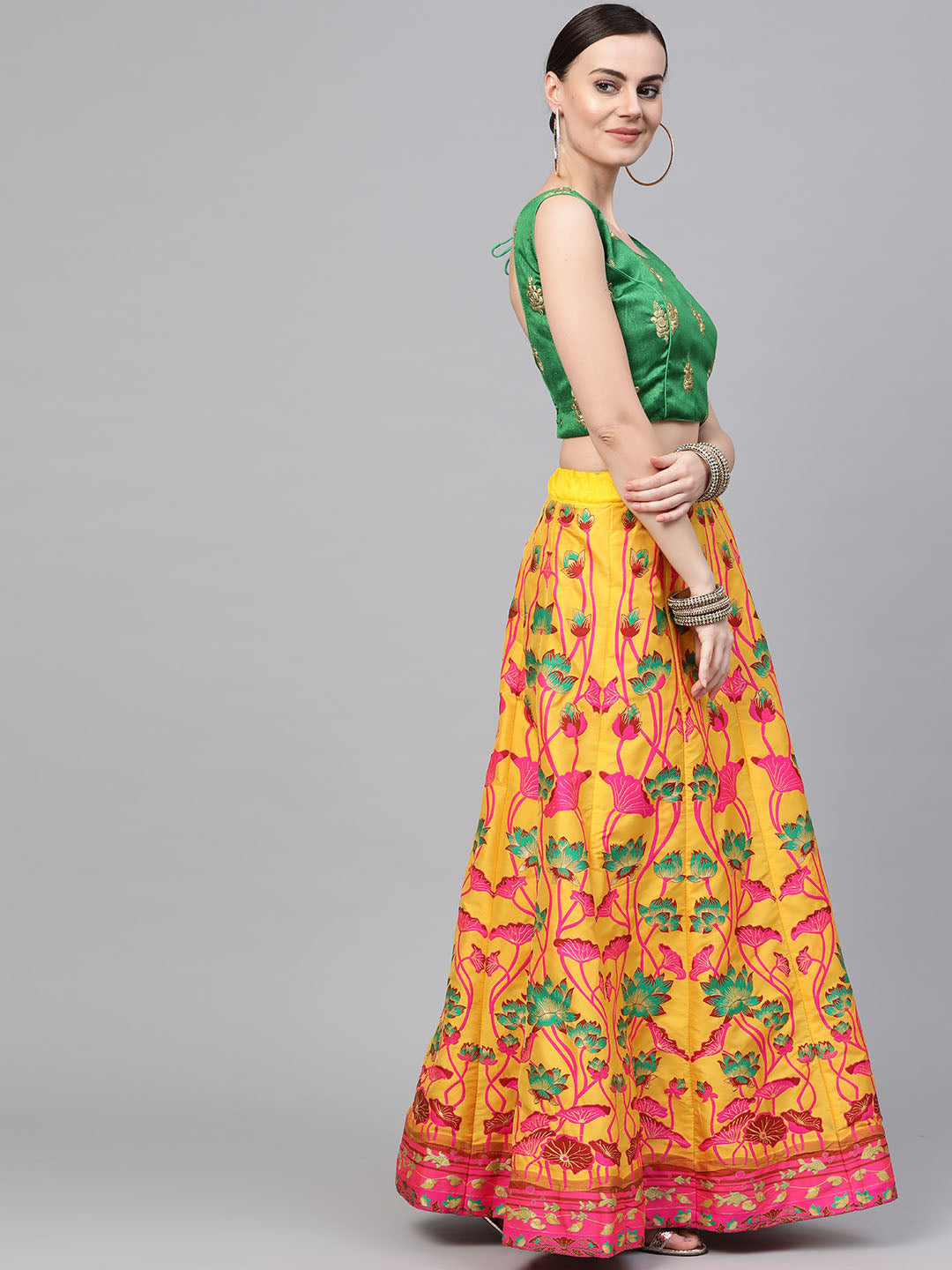 Digital Print Lehenga with Banarasi Dupatta and Embroidered Blouse