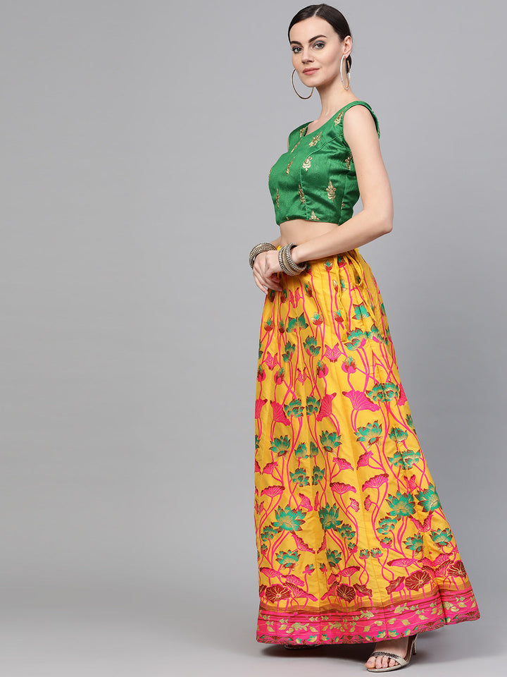 Digital Print Lehenga with Banarasi Dupatta and Embroidered Blouse