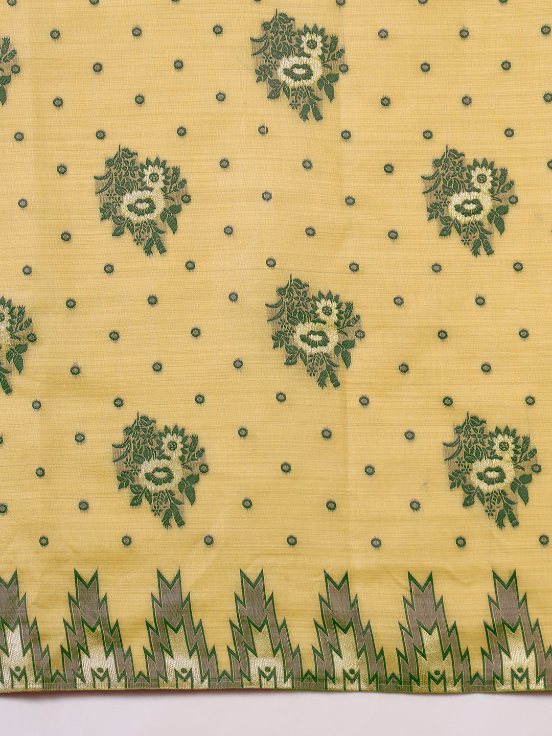 Banarasi Chanderi Jute Cotton Silk Saree with Temple Pattern Meenakari Weaving & Tassles