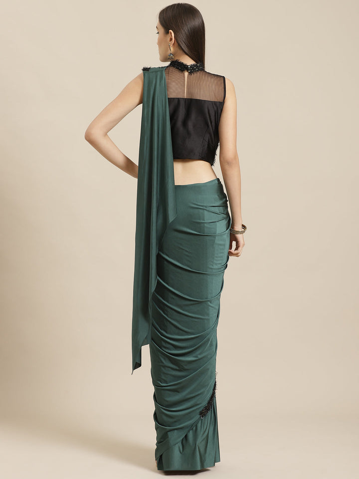 Ruffled Pre-Stitched Saree Gown with Festive Layering & Bling Sequence Embroidery Blouse