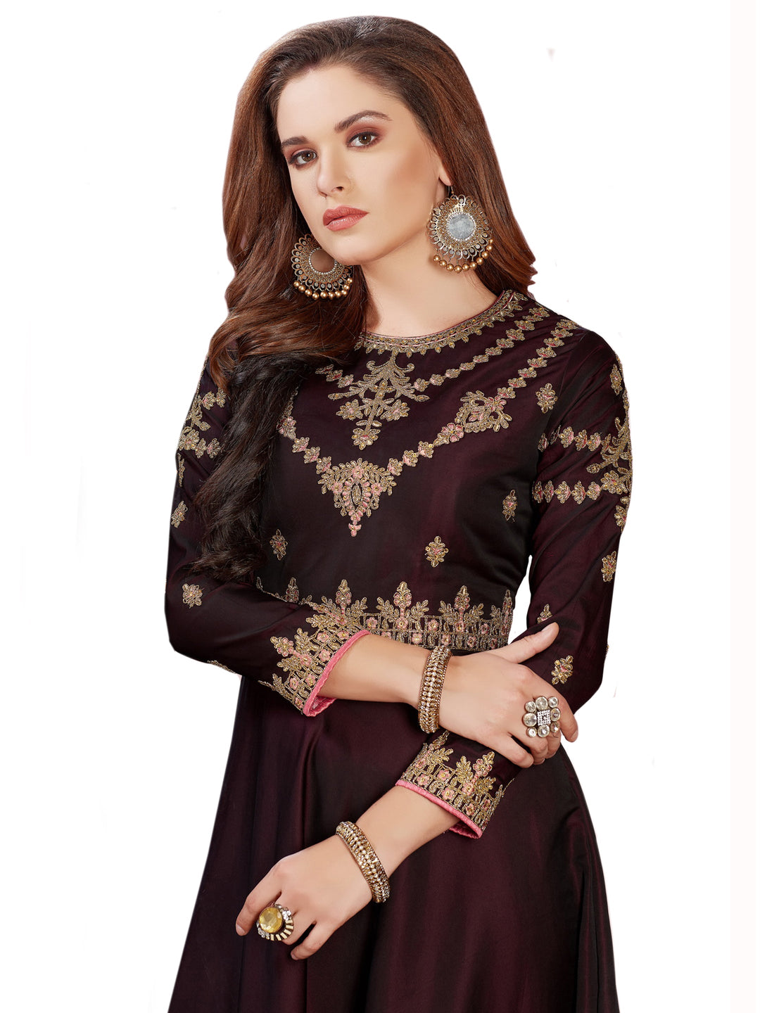 Embellished Gown with Zari Jeweled Pattern neckline