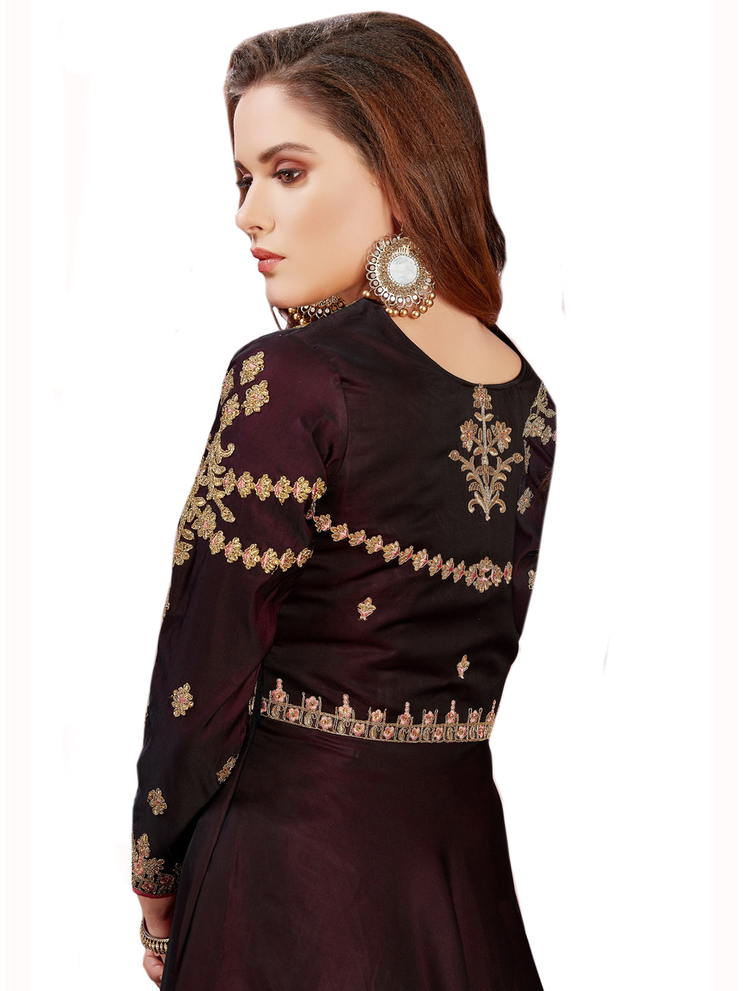Embellished Gown with Zari Jeweled Pattern neckline
