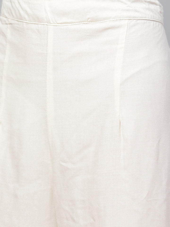 Hand Painted Jute Cotton Kurta Pallazo Set with Stylised Sleeve and striped pattern
