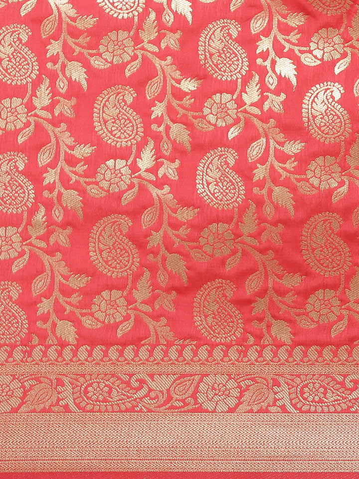 Banarasi Handloom Paisley Saree with Oxidised Gold Zari Woven  floral and paisley motifs