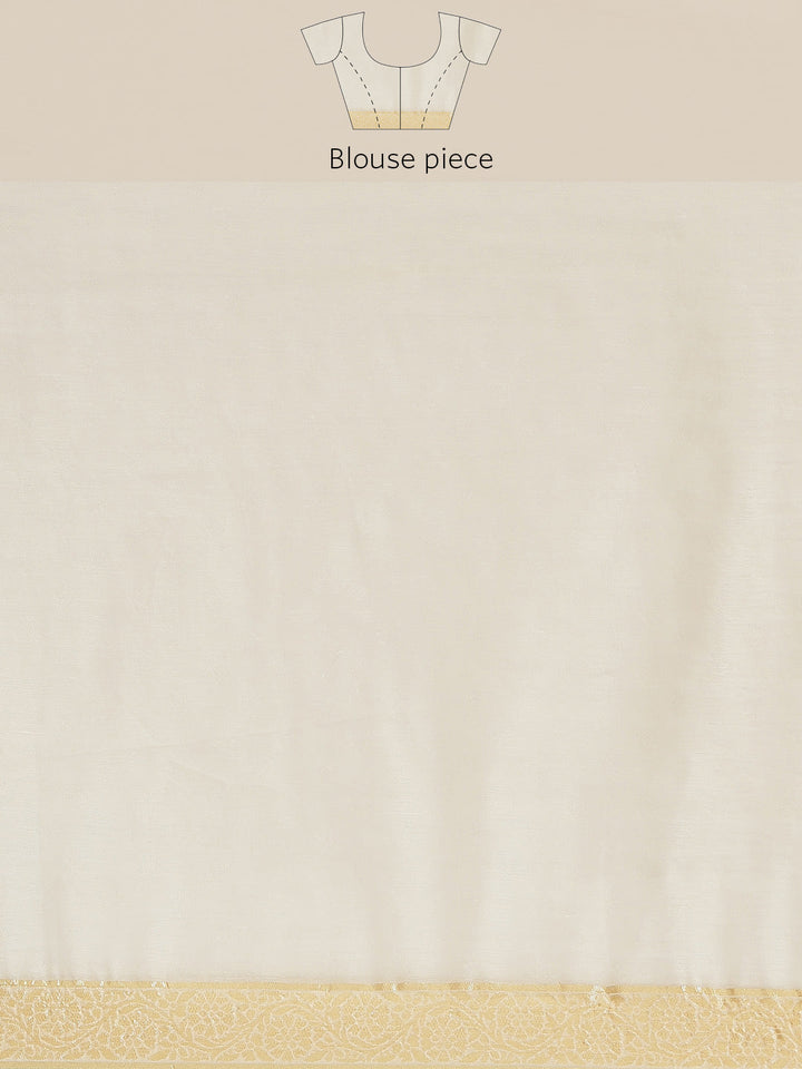 Orange & White Embellished Cotton Silk Traditional Brocade Saree