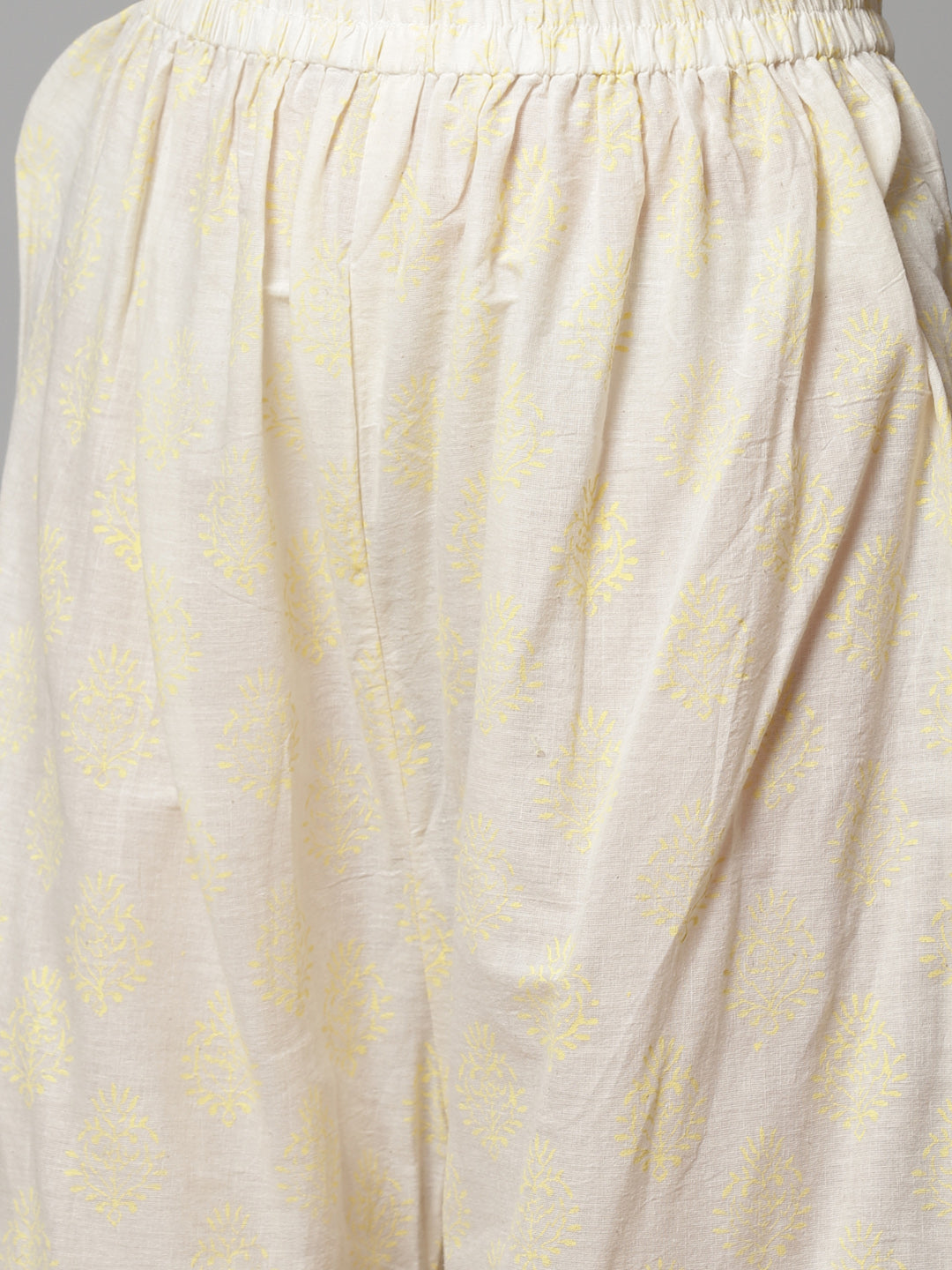 Pure Cotton Cambric Block Printing Dress Material with GottaPatti Embroidery & Sharara