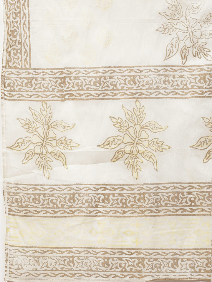 Pure Cotton Cambric Block Printing Dress Material with GottaPatti Embroidery & Sharara