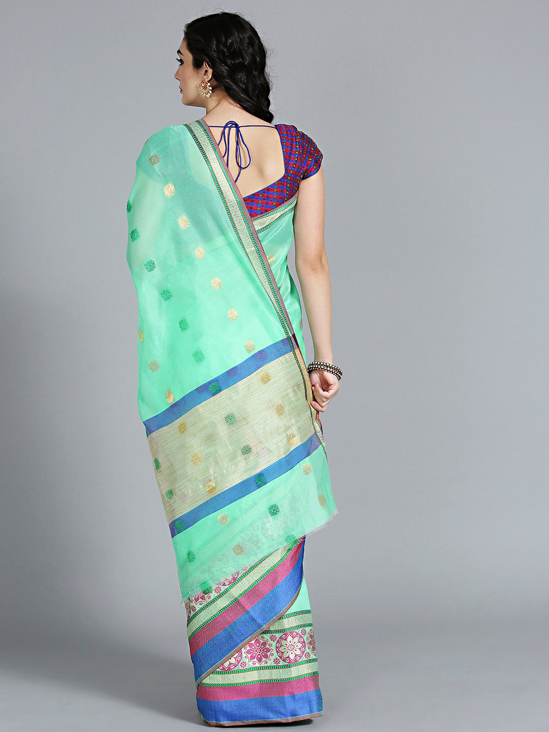 Bright Chanderi Silk Saree with Contrast Floral Pattern