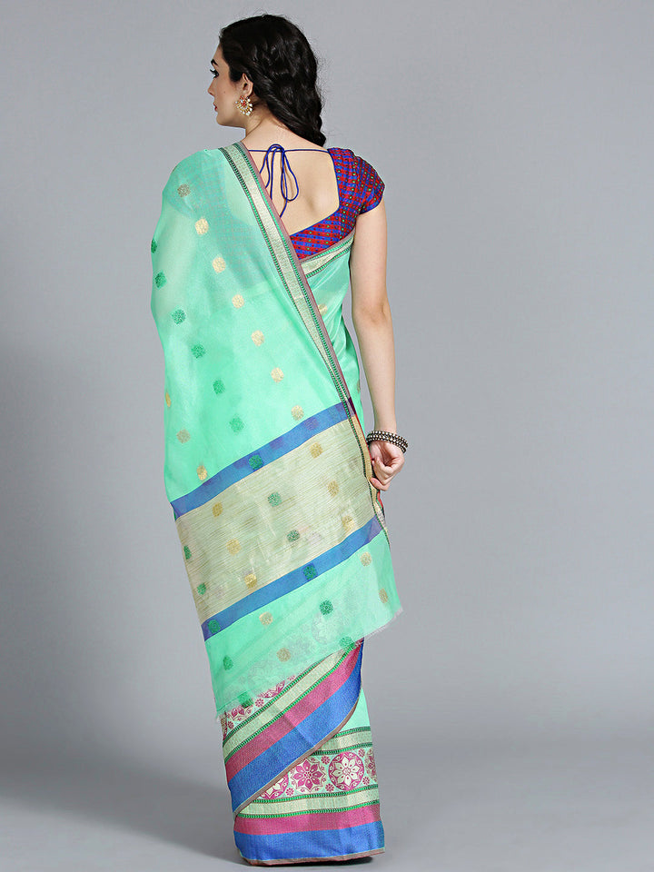 Bright Chanderi Silk Saree with Contrast Floral Pattern