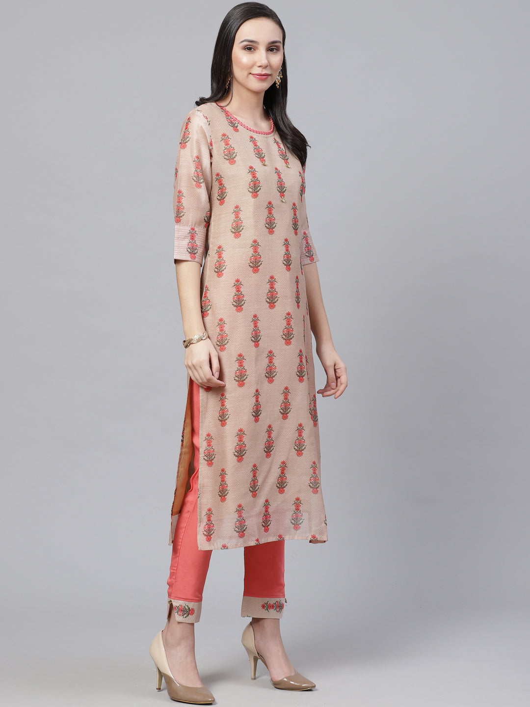 Chanderi Silk Dress Material with Digital Handloom & Indie Print with Maheshwari Dupatta