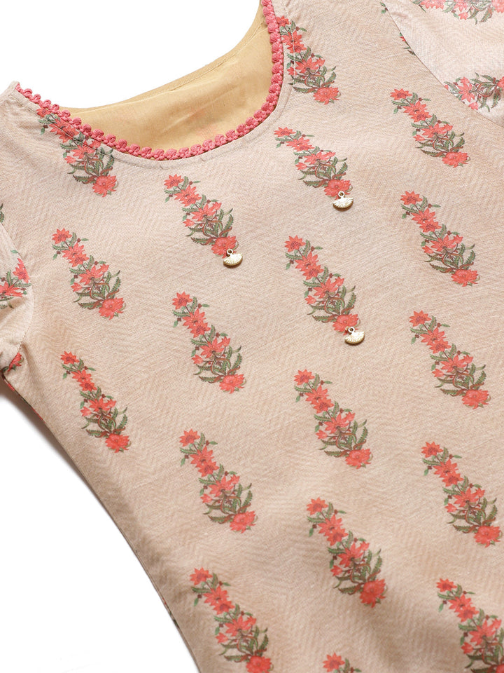 Chanderi Silk Dress Material with Digital Handloom & Indie Print with Maheshwari Dupatta