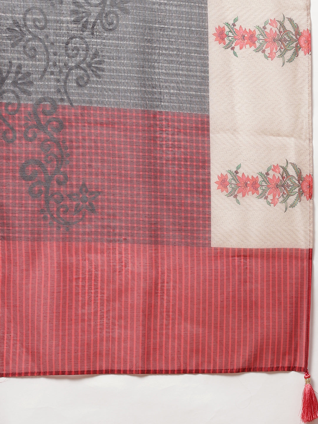 Chanderi Silk Dress Material with Digital Handloom & Indie Print with Maheshwari Dupatta