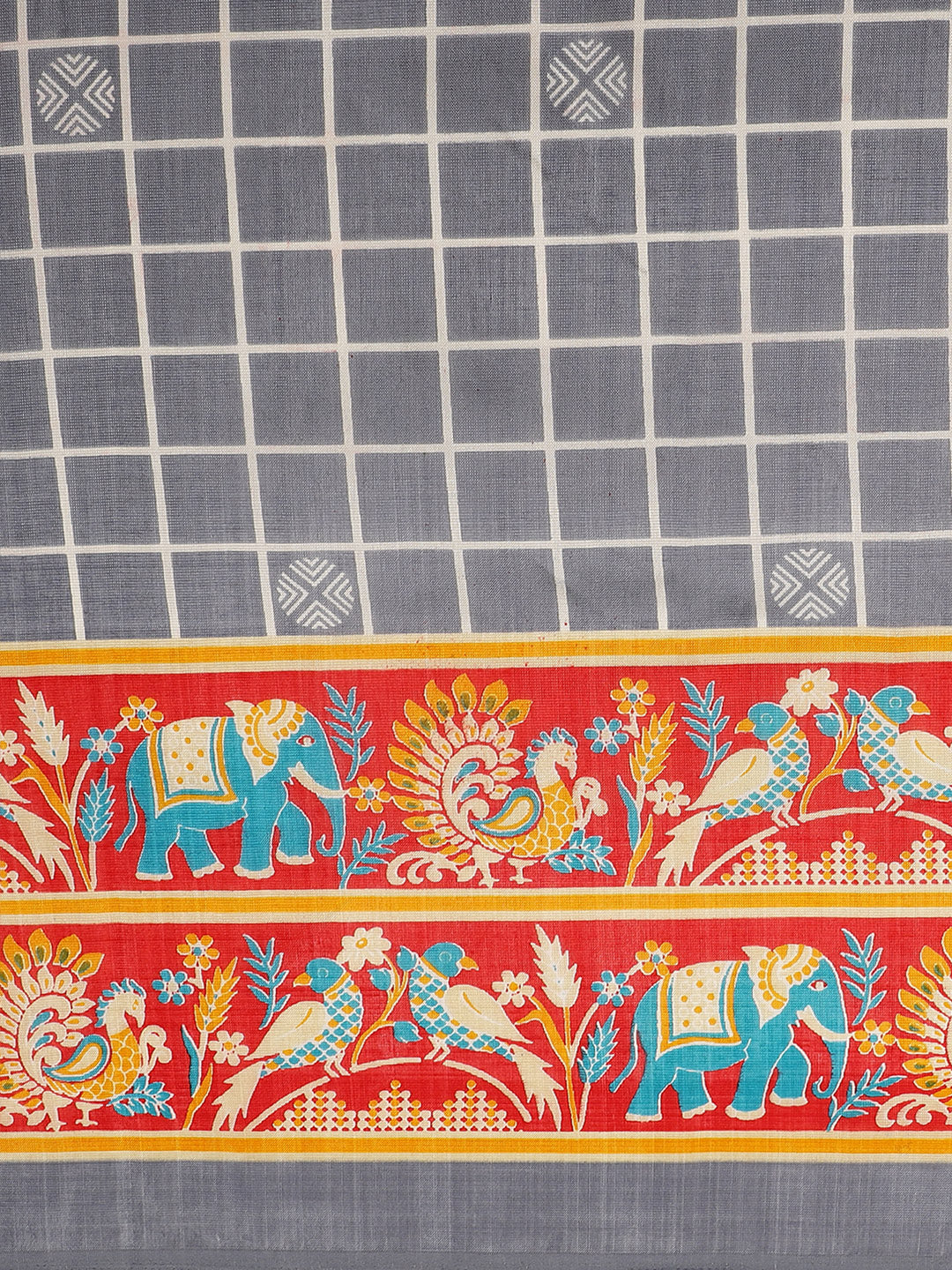 Bhagalpuri Silk Printed Saree with Animal Motifs