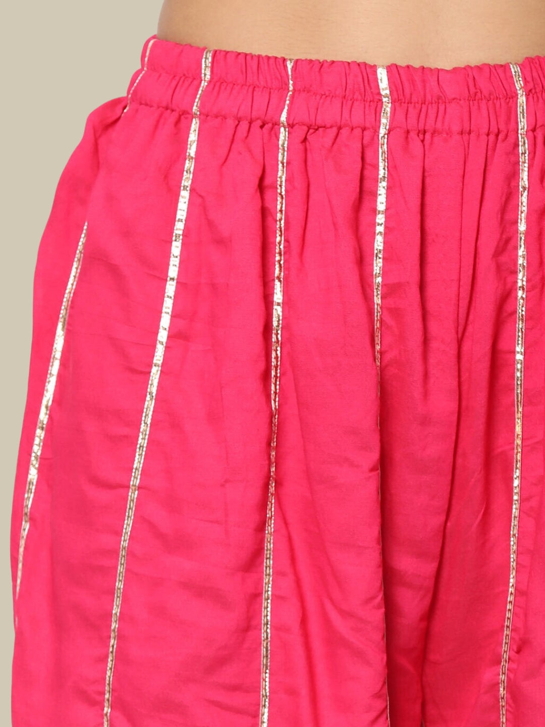 Zari Embroidered Kurta With Gota-Patti Striped Pallazo and Dupatta & Paisley Motifs