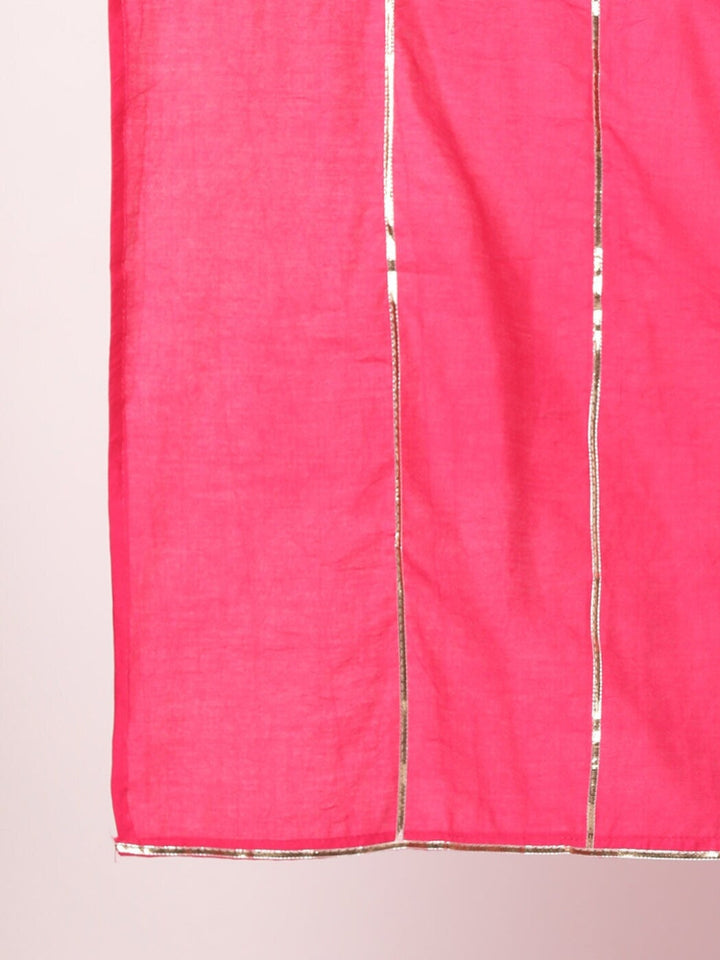Zari Embroidered Kurta With Gota-Patti Striped Pallazo and Dupatta & Paisley Motifs