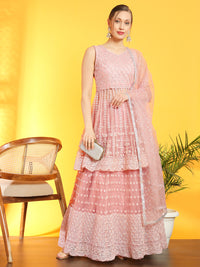 Chhabra 555 Mirror & Aari Embroidered Gharara Set with Peplum Scalloped Choli & Sequinned Dupatta