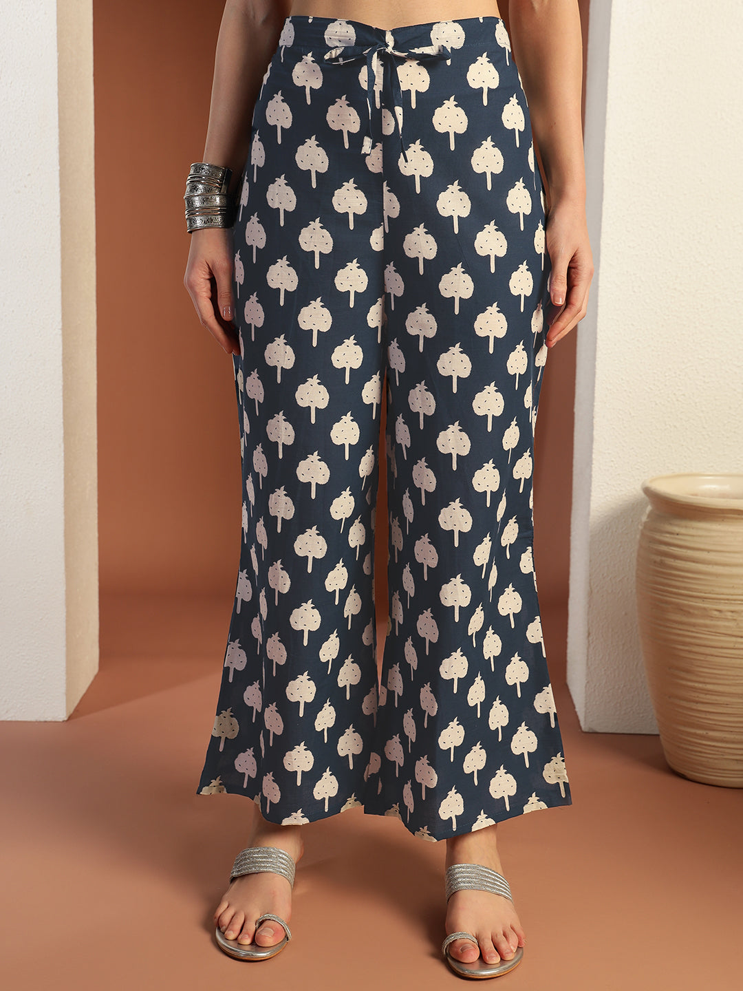 Mirror Embellished Cotton Suit Dupatta with Schiffli Laces & Reverse Tropical Print