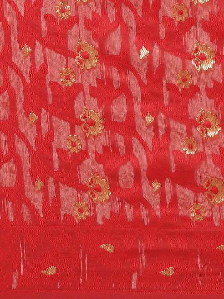 Handloom Chanderi Saree with Abstract woven pattern and Gold Zari weaving