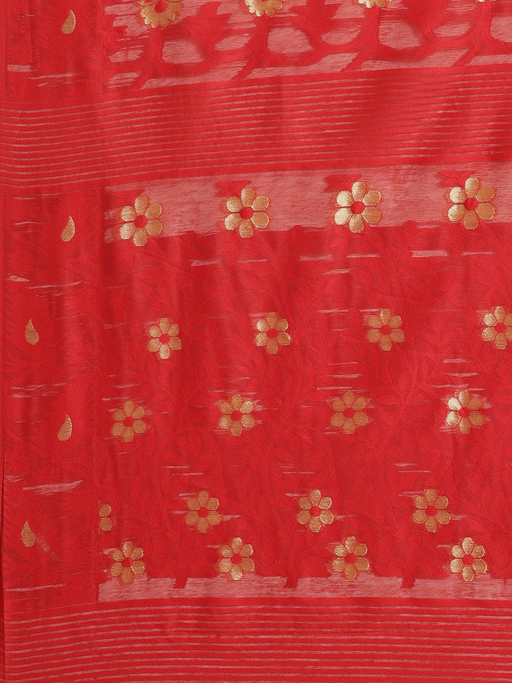 Handloom Chanderi Saree with Abstract woven pattern and Gold Zari weaving