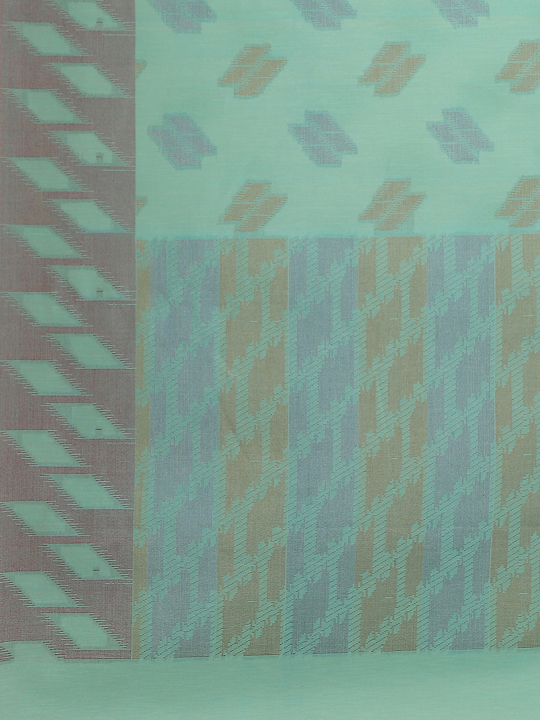 Handloom Chanderi Saree with Abstract woven pattern and a contrast border