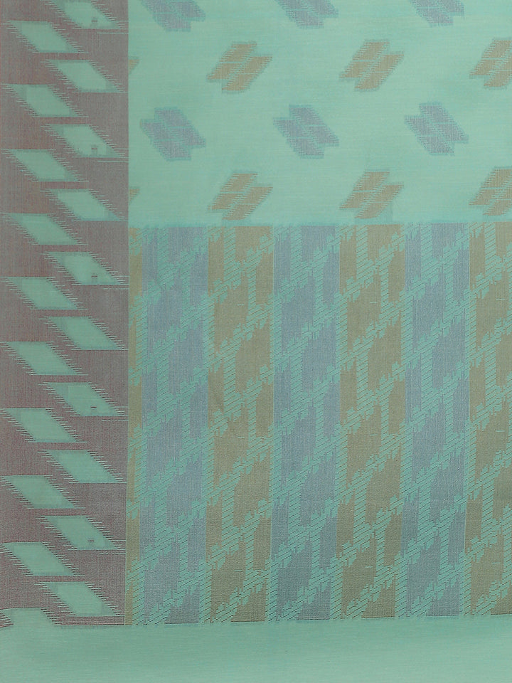 Handloom Chanderi Saree with Abstract woven pattern and a contrast border