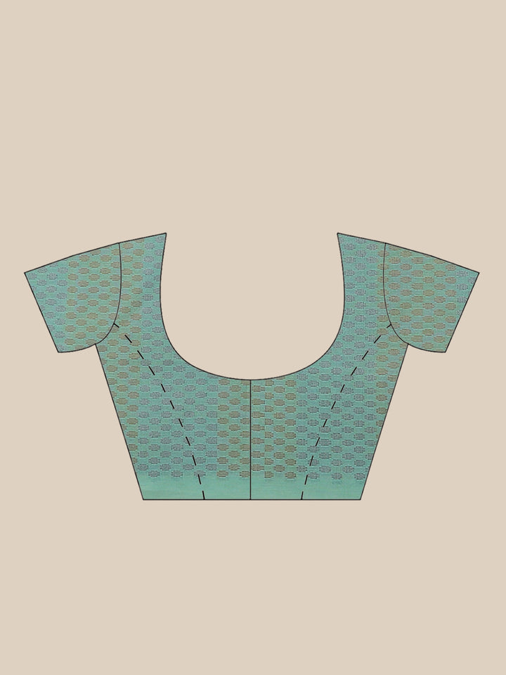 Handloom Chanderi Saree with Abstract woven pattern and a contrast border