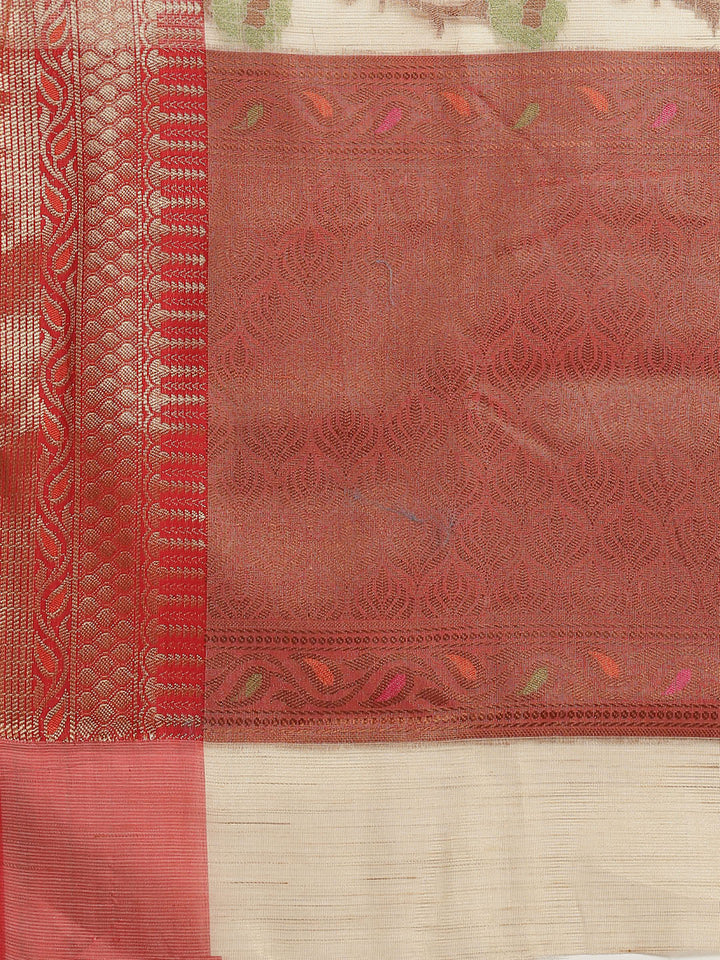Silk Floral Meenakari Motifs Royal Saree With Contrast Pallu Blouse