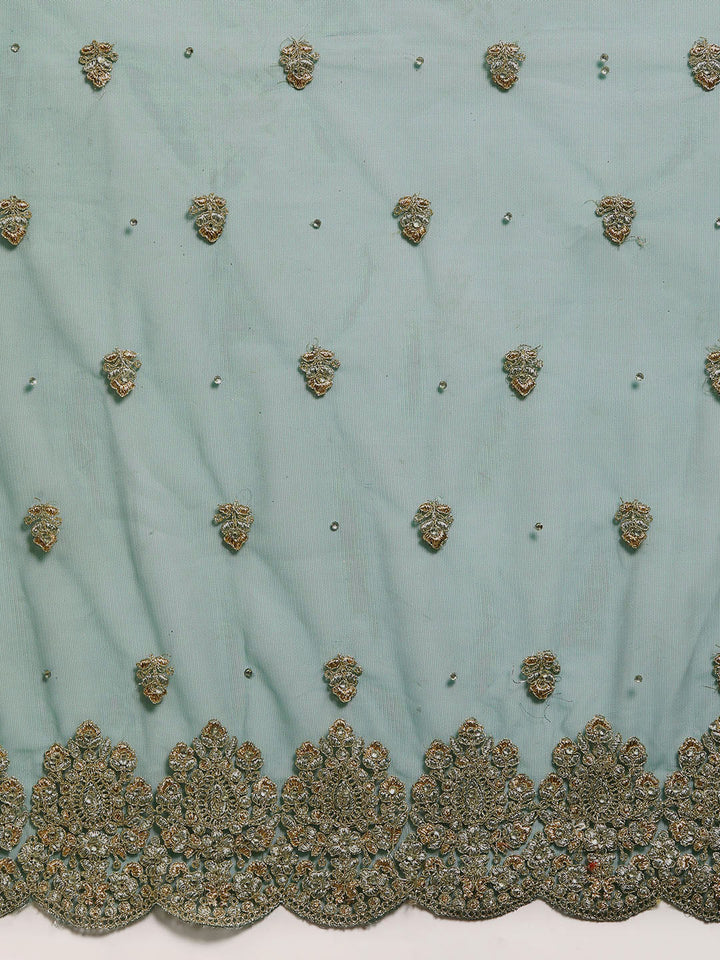 Bottle Green Bright Metallic Zari Saree with Cut-Work Border