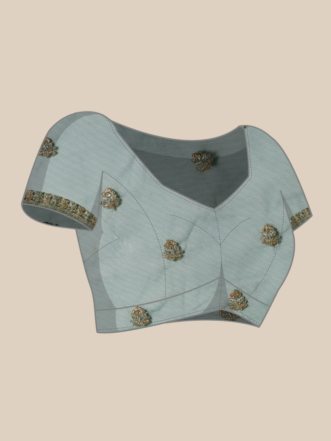 Bottle Green Bright Metallic Zari Saree with Cut-Work Border