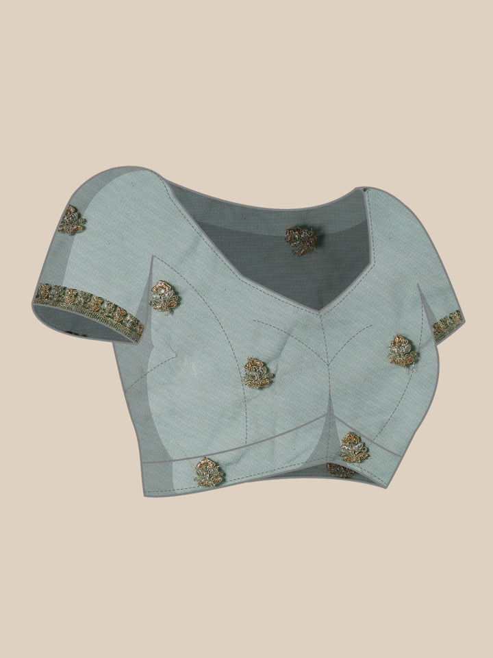 Bottle Green Bright Metallic Zari Saree with Cut-Work Border