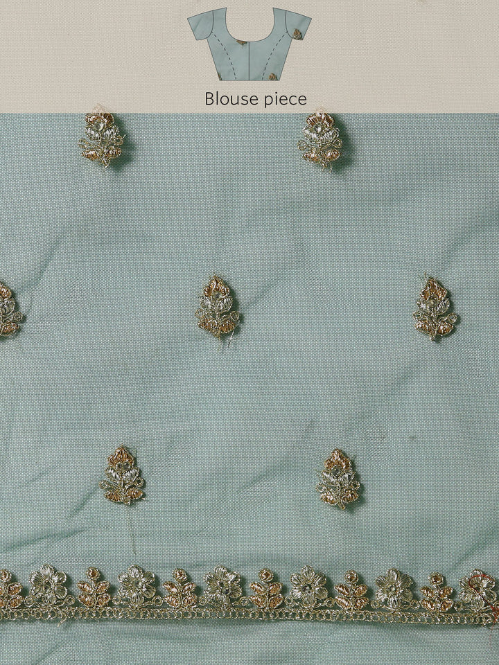 Bottle Green Bright Metallic Zari Saree with Cut-Work Border