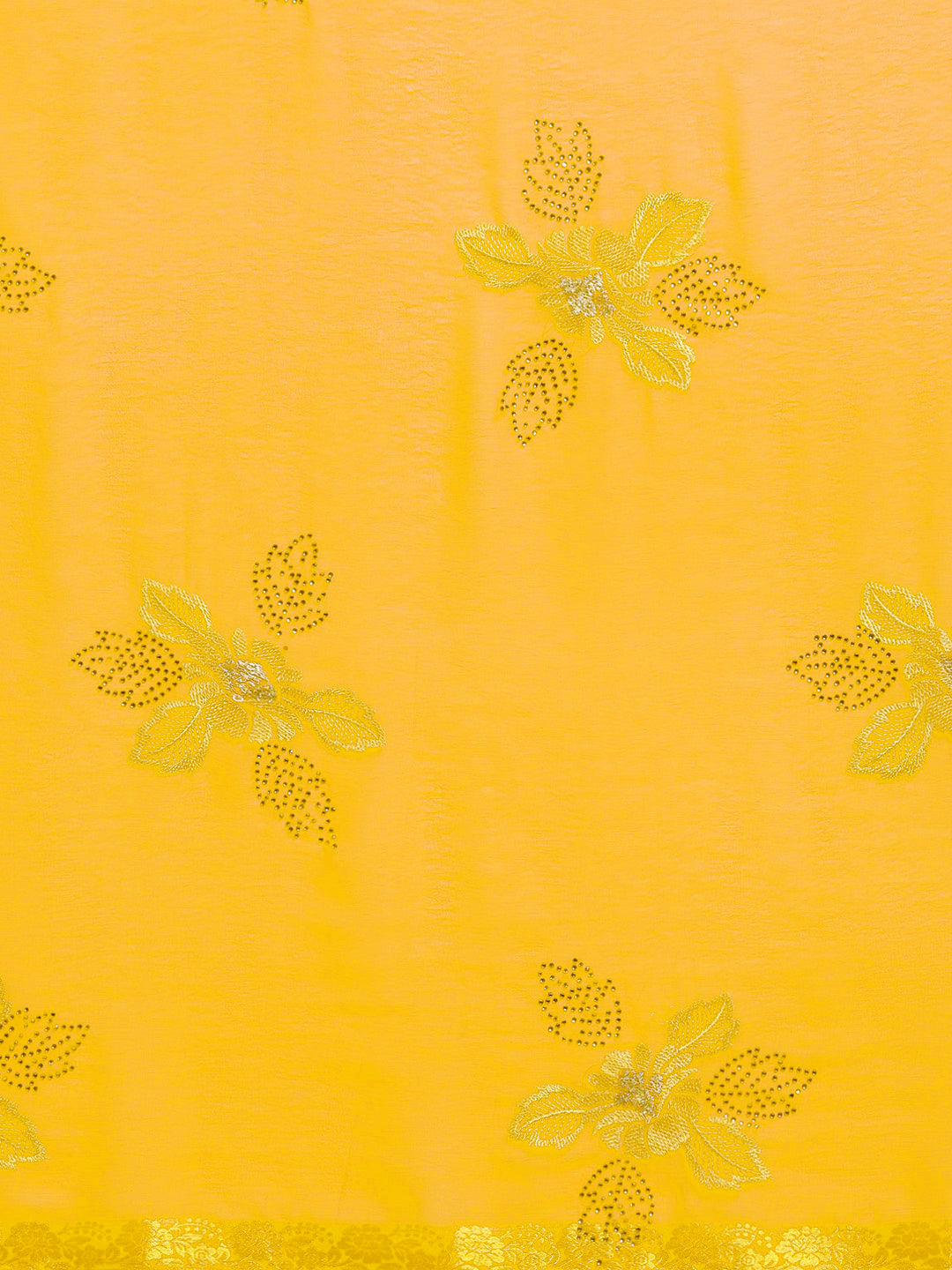 Chiffon Resham Embroidered Saree with Zari Woven Satin border and crystals